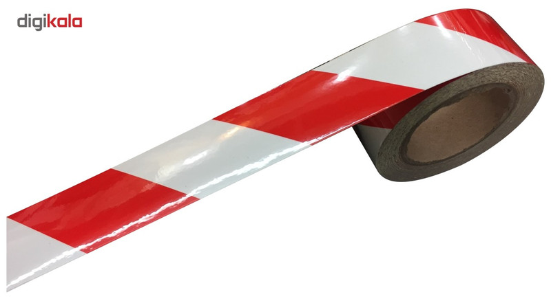 نوار شبرنگ راه راه سفید قرمز 5.5 سانتی متر