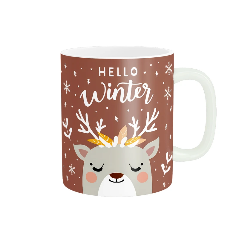 ماگ پادآفرین مدل زمستان طرح عروسکی گوزن کد PM1067