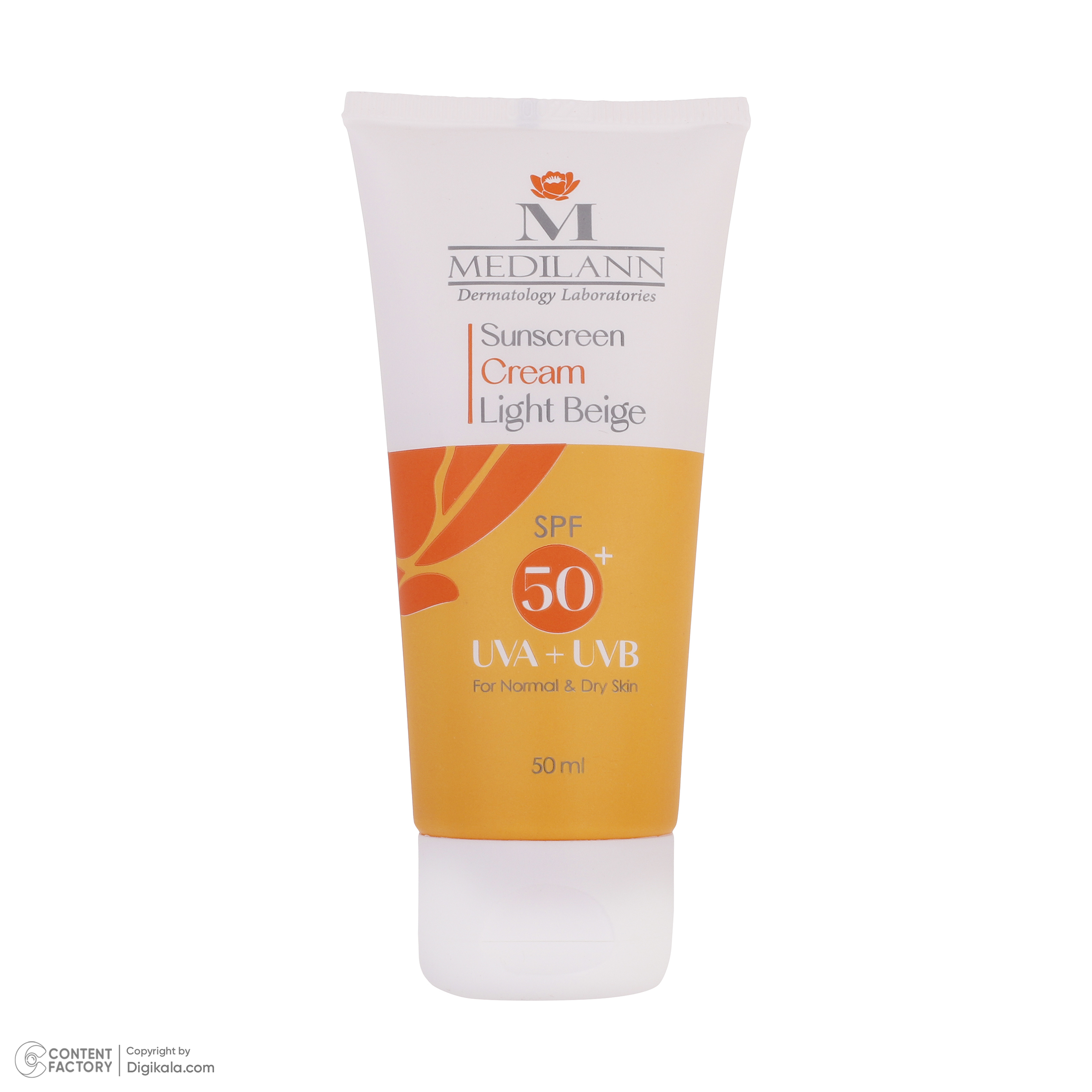 کرم ضد آفتاب رنگی مدیلن SPF50 محافظ UVA ،UVB، ضد چروک، ضد آب، مرطوبکننده، مناسب پوستهای معمولی و خشک حجم 50 میلیلیتر