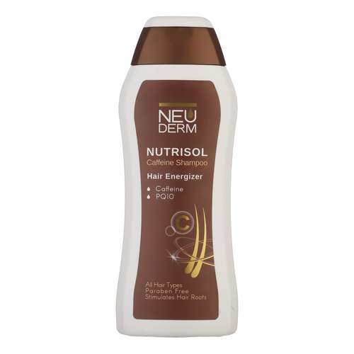 شامپو تقویت کننده و مرطوب کننده مو نئودرم، سازگار با انواع مو، حاوی گلیسیرین، با حجم 300 میلی‌لیتر مدل کافئین