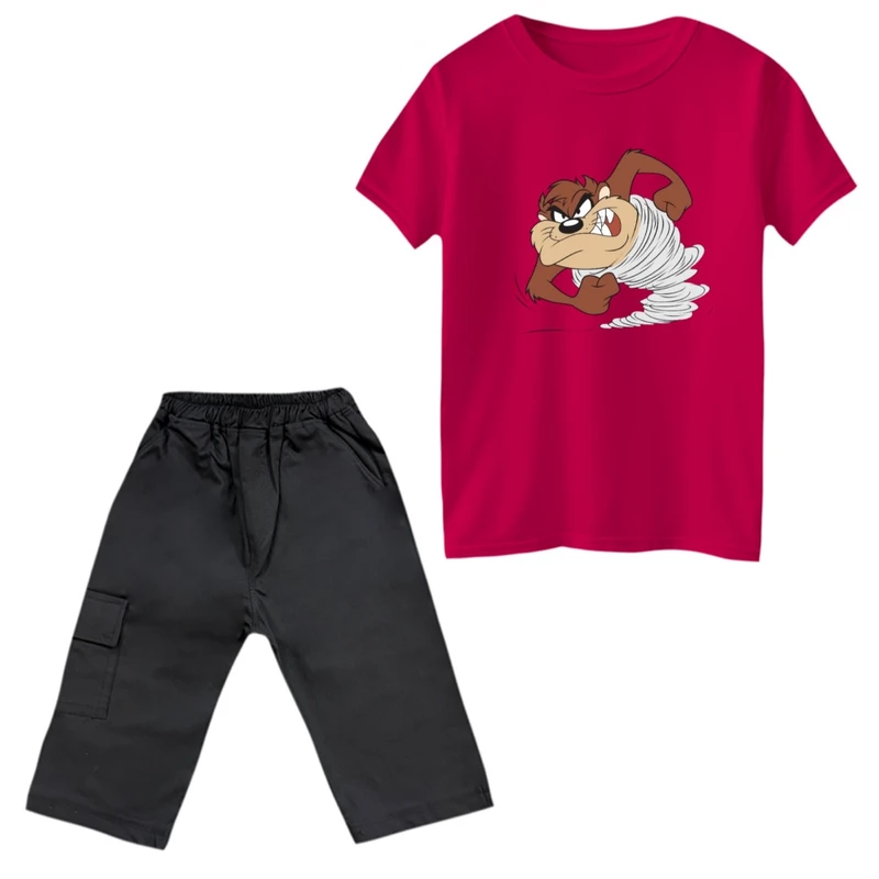 ست تی‌شرت و شلوارک پسرانه مدل سگ عصبانی