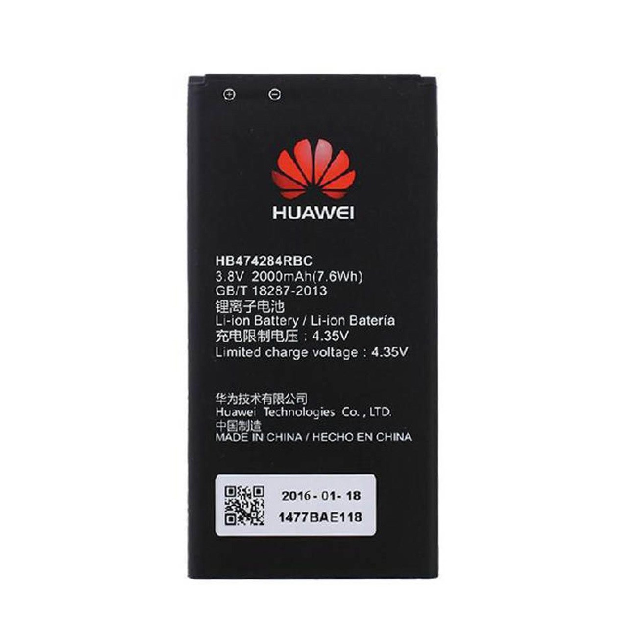 باتری موبایل مدل HB474284RBC با ظرفیت 2000mah مناسب برای گوشی موبایل هوآوی 3C Lite                     غیر اصل