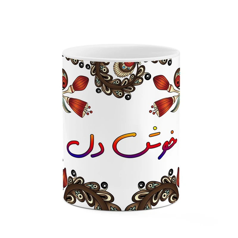 ماگ کاکتی مدل اسم خوش_دل طرح سنتی گل و بته کد mgh44898