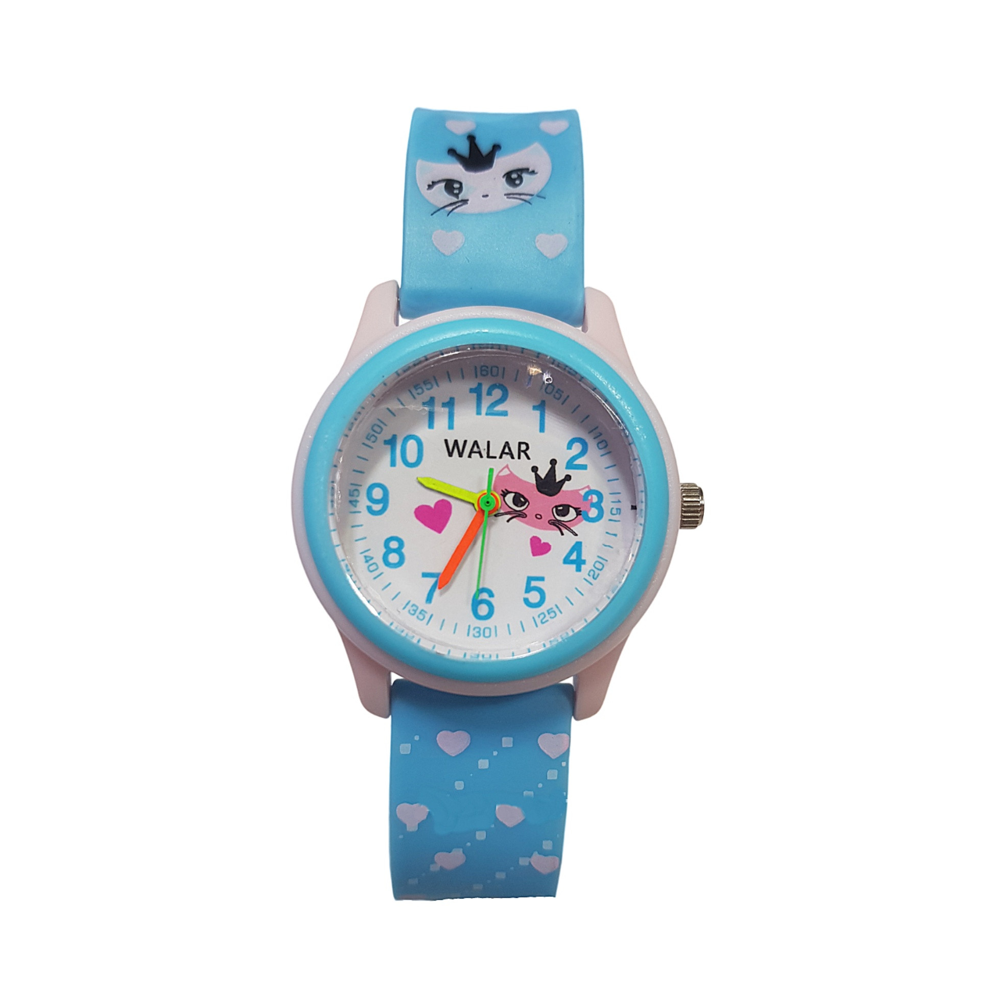 ساعت مچی عقربه ای بچگانه والار مدل ضدآب طرح گربه تاجدار کد 11 ساعت مچی عقربه ای بچگانه والار مدل ضدآب طرح گربه تاجدار کد 11