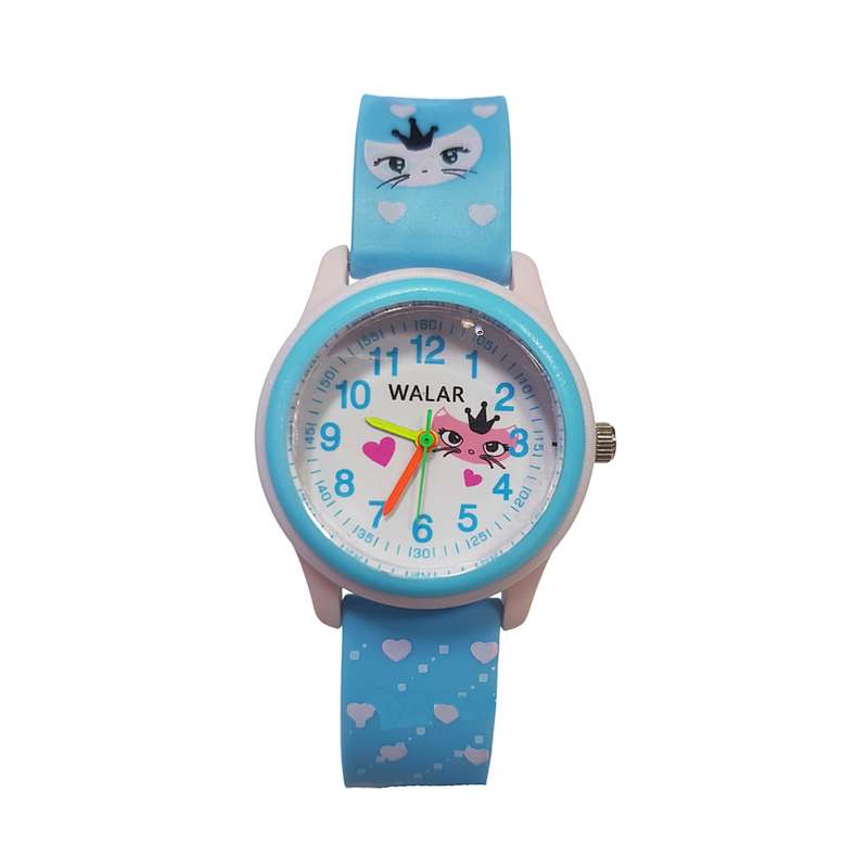ساعت مچی عقربه ای بچگانه والار مدل ضدآب طرح گربه تاجدار کد 11 ساعت مچی عقربه ای بچگانه والار مدل ضدآب طرح گربه تاجدار کد 11