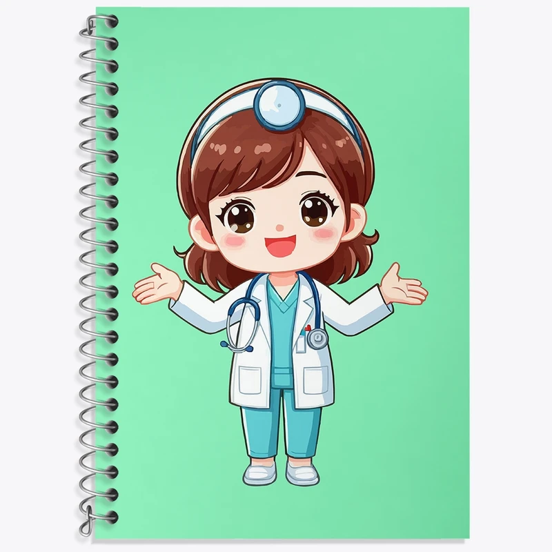 دفتر زبان 50 برگ خندالو مدل دو خط طرح پزشک و پرستار کودکانه کد 36497