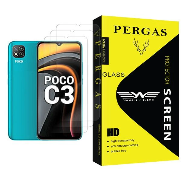 محافظ صفحه نمایش وایلی نایس مدل Pergas Glass MIX003 مناسب برای گوشی موبایل شیائومی Poco C3 بسته سه عددی