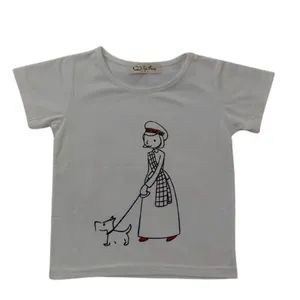 تی شرت آستین کوتاه دخترانه مدل دختر و سگ