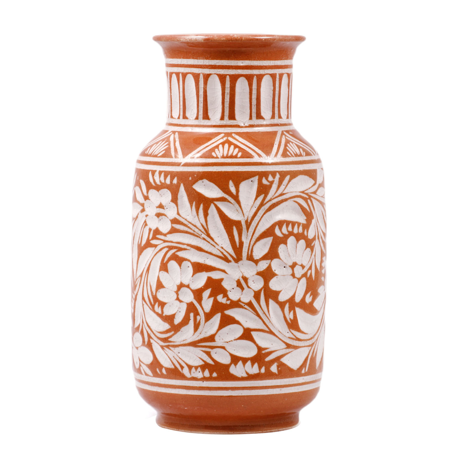 گلدان سفالی مدل شاه عباسی طرح گل و بته