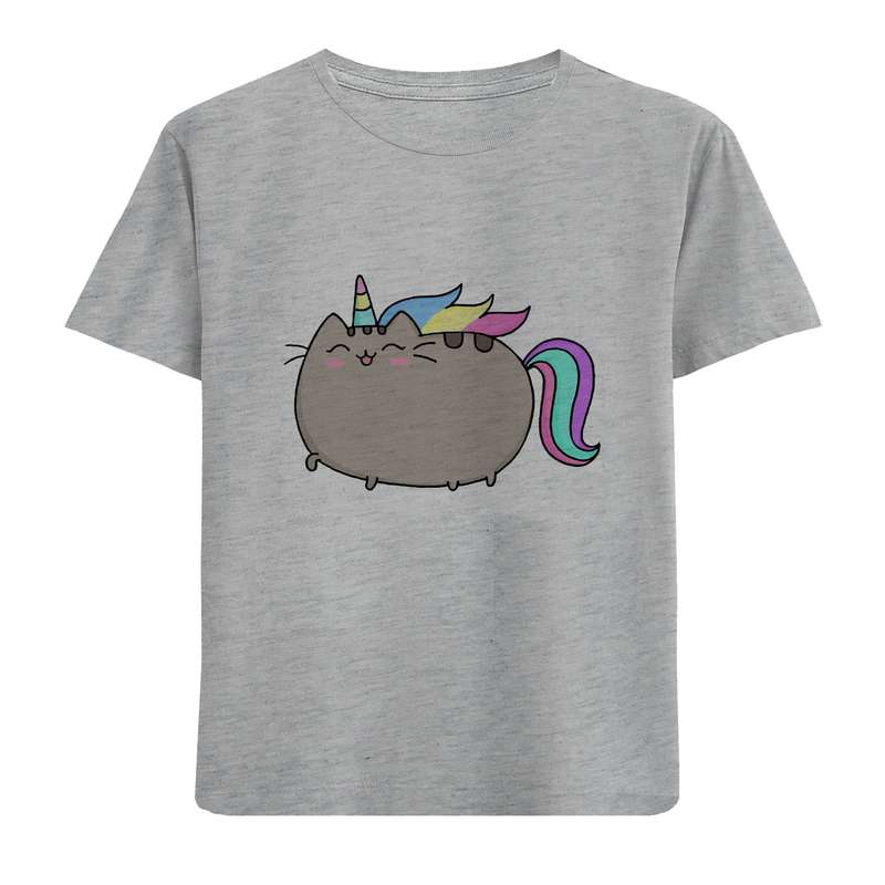 تی شرت آستین کوتاه دخترانه مدل گربه تپلی D48