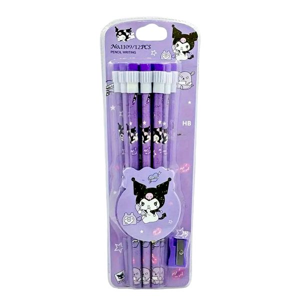 مداد مشکی با درجه سختی HB مدل 1109 طرح کرومی به همراه تراش بسته 13 عددی