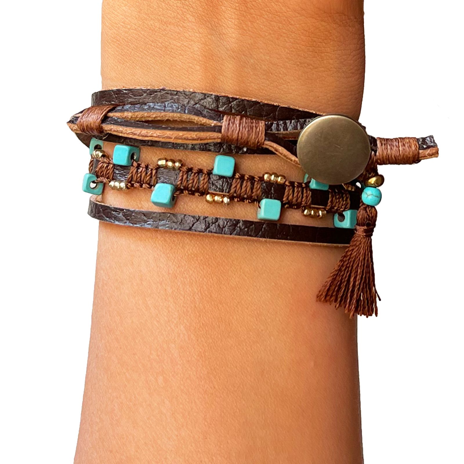 دستبند زنانه دل تافته مدل چرم طبیعی Del_WB07 - - 7