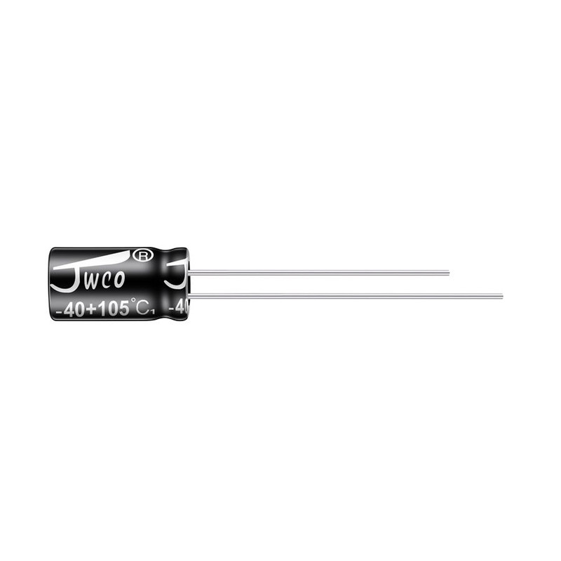 خازن 100 میکروفاراد 16 ولت جی دبلیو کو کد 615 بسته 10 عددی