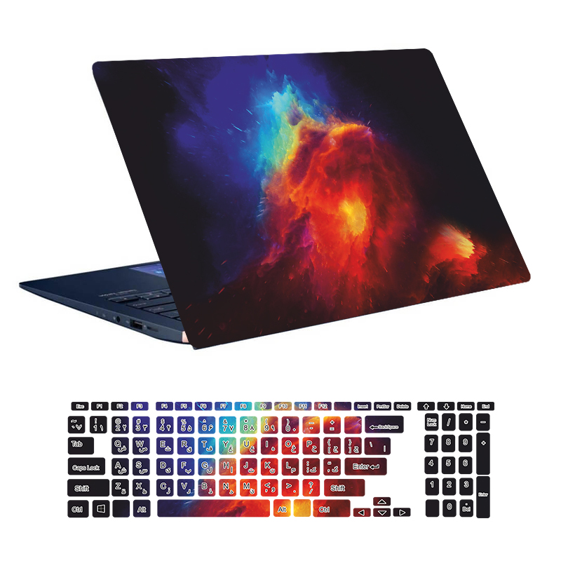 استیکر لپ تاپ توییجین و موییجین طرح Space کد 38 مناسب برای لپ تاپ 15.6 اینچ به همراه برچسب حروف فارسی کیبورد