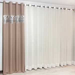 پرده مدل پانچ کتان بوردر بوهو سایز 140x280 سانتیمتر