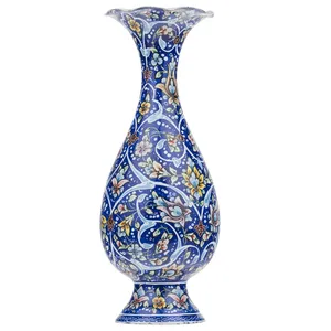 گلدان مسی میناکاری شده اثر شیرازی طرح شاه عباسی ارتفاع 16 سانتی متر