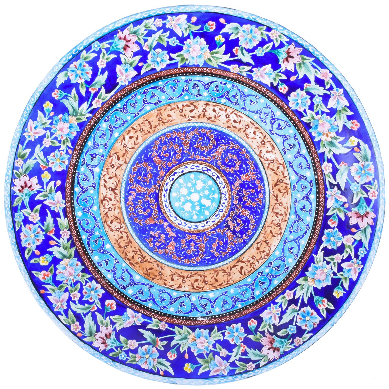 بشقاب مسی میناکاری اثر لطیفیان طرح باغ بهشت مدل 00-08
