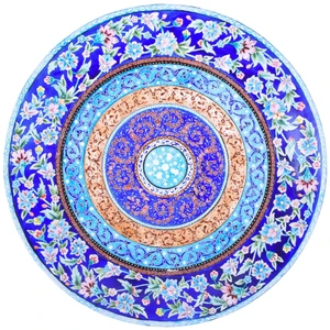 بشقاب مسی میناکاری اثر لطیفیان طرح باغ بهشت مدل 00-08