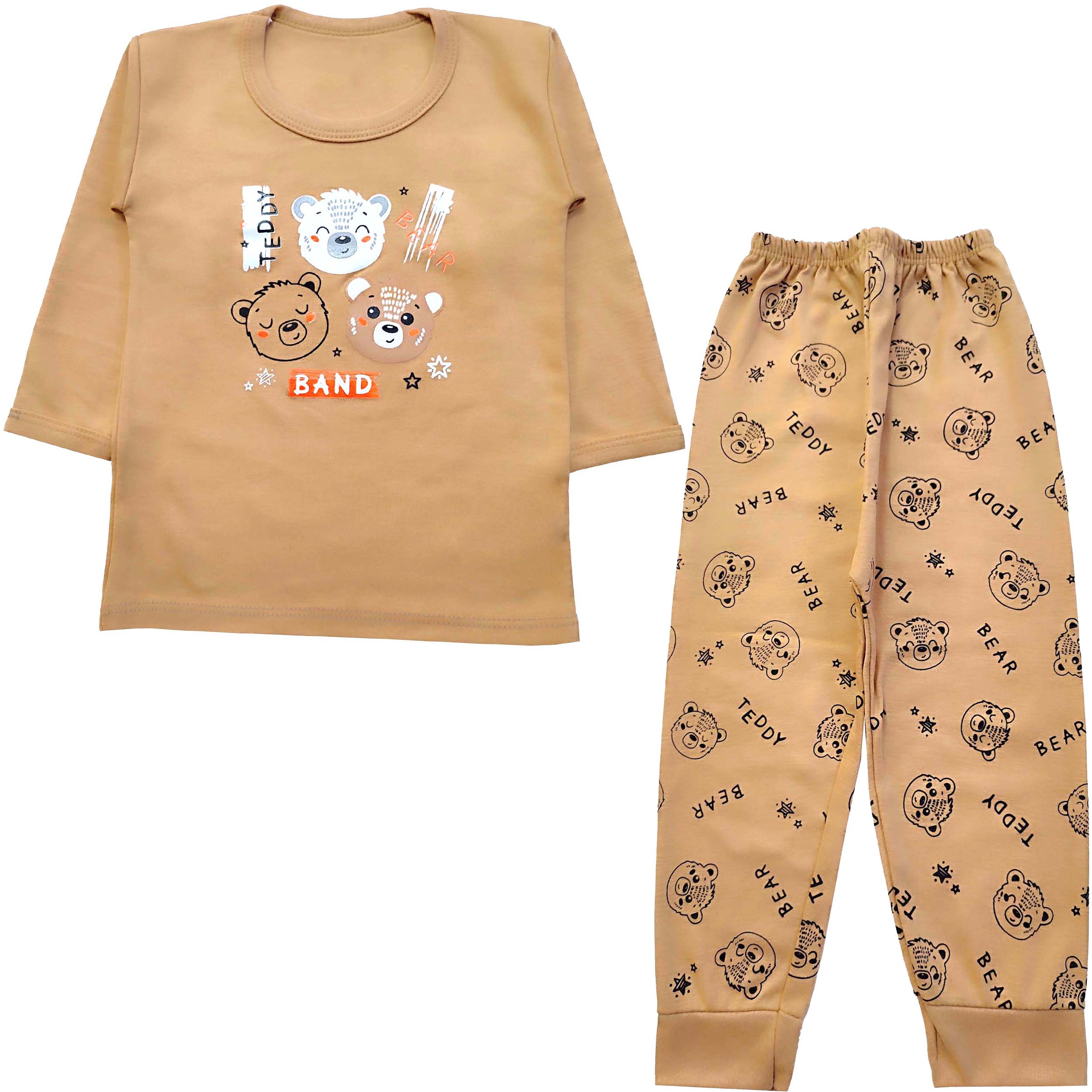 ست تی شرت و شلوار نوزادی مدل کله خرس کد 3927 رنگ نسکافه ای -  - 3