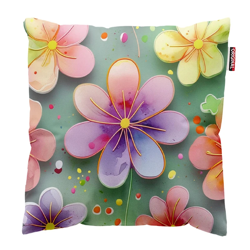 کوسن پاد آفرین طرح گل کد 4233 سایز 40*40 سانتی متر