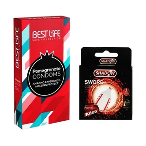 کاندوم بست لایف مدل Pomegranate بسته 12 عددی به همراه کاندوم شادو مدل Sword بسته 1 عددی