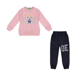 ست سویشرت و شلوار دخترانه مدل دختر OE رنگ یاسی