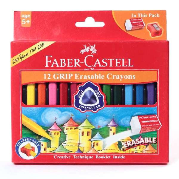 مداد شمعی 12 رنگ فابر کاستل مدل Grip Erasable مداد شمعی 12 رنگ فابر کاستل مدل Grip Erasable