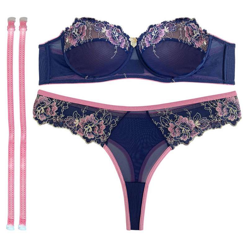 ست شورت و سوتین زنانه نوشه پوش کد 88007 رنگ سرمه‌ای