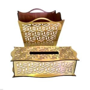 ست سطل و جای دستمال کاغذی مدل لوتوس