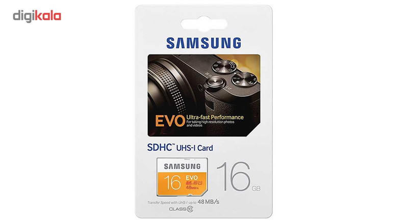 کارت حافظه SDHC سامسونگ مدل Evo کلاس 10 استاندارد UHS-I U1 سرعت 48MBps ظرفیت 16 گیگابایت
