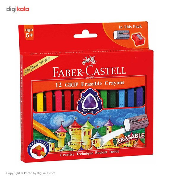 مداد شمعی 12 رنگ فابر کاستل مدل Grip Erasable مداد شمعی 12 رنگ فابر کاستل مدل Grip Erasable