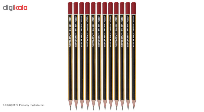 مداد مشکی اسکای گلوری مدل Wood بسته 12 عددی