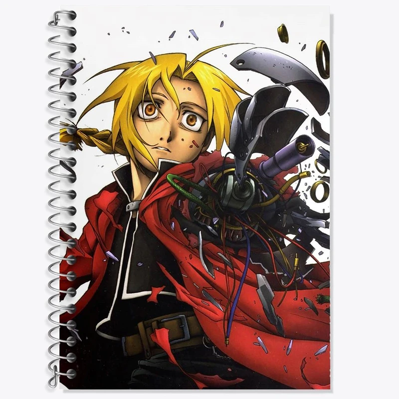 دفتر زبان 50 برگ خندالو مدل سه خط طرح ادوارد الریک انیمه کیمیاگر تمام فلزی کد 12680