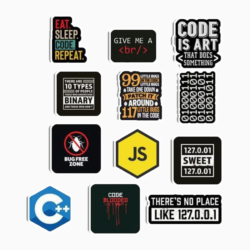 استیکر لپ تاپ و موبایل گوفی طرح برنامه نویسی مجموعه 12 عددی 