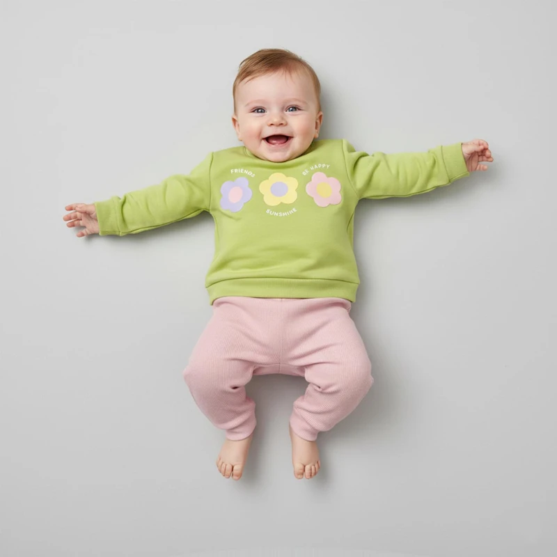 ست سویشرت و شلوار دخترانه فیورلا مدل گلها  23521