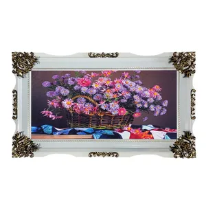 تابلو فرش ماشینی طرح دستبافت مدل سبد گل کد 8453