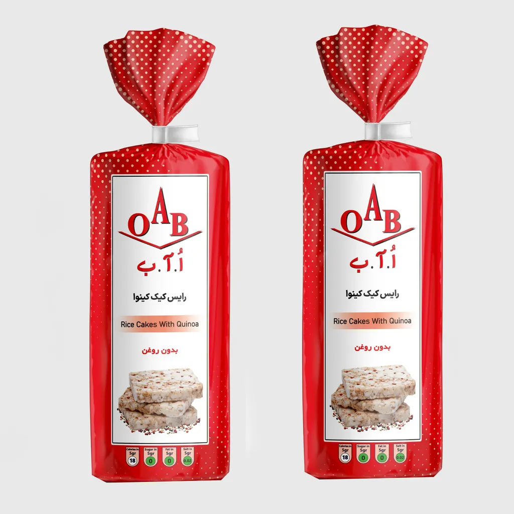 رایس کیک کینوا بدون روغن اُ آ ب - 100 گرم بسته 2 عددی