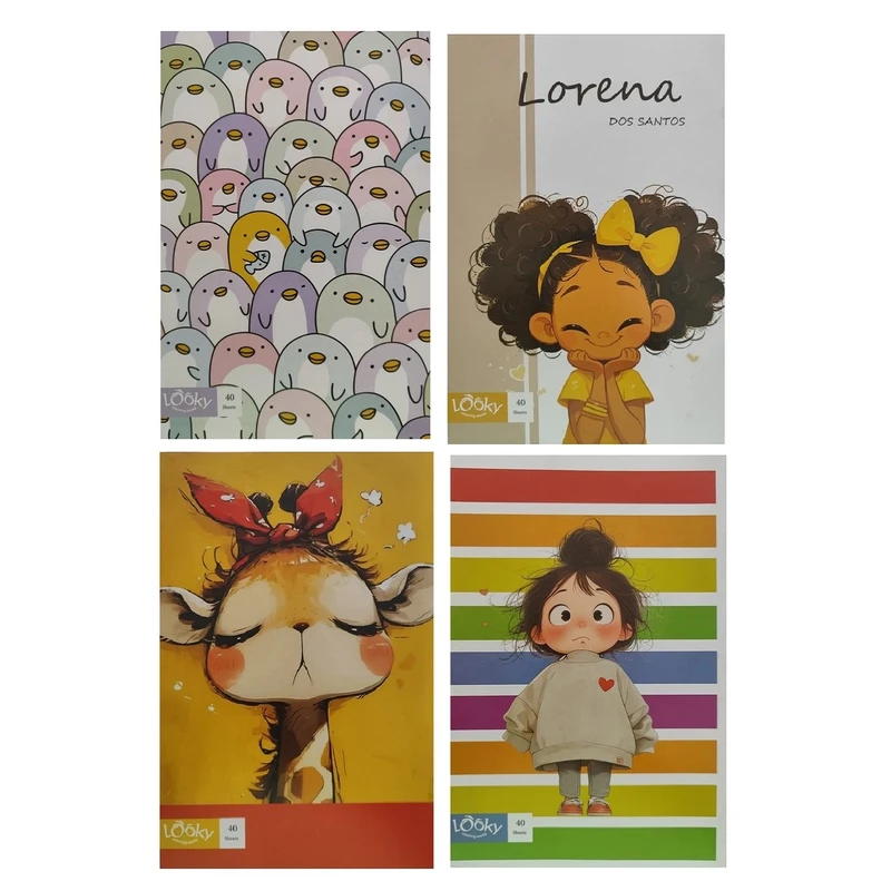 دفتر مشق 40 برگ لوکی مدل دخترانه بسته 4 عددی