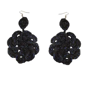 گوشواره دست دوز زنانه مدل قلاب بافی کد Gosh - 008