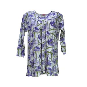 بلوز زنانه مدل آستین سه ربع لیلیوم رنگ بنفش