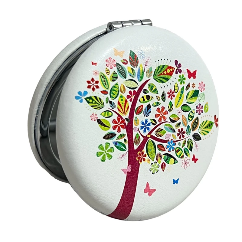 آینه جیبی مدل گرد طرح درخت رنگی