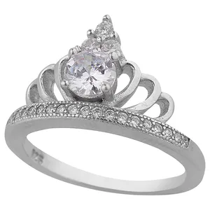 انگشتر نقره زنانه مدل تک نگین کوئین کد 7841