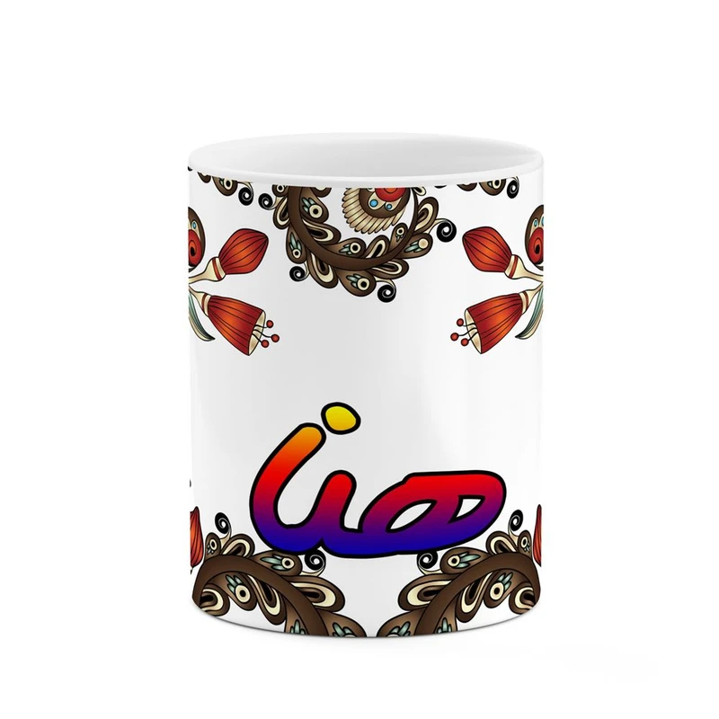ماگ کاکتی مدل اسم هنا طرح سنتی گل و بته کد mgh48284