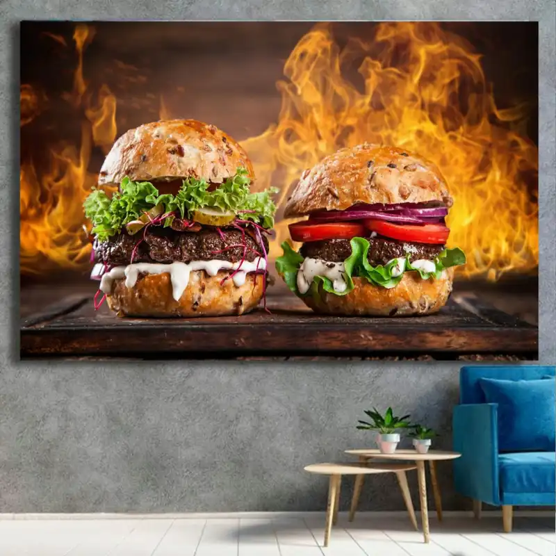 استیکر طرح فست فود مدل همبرگر آتشین کد SDA104