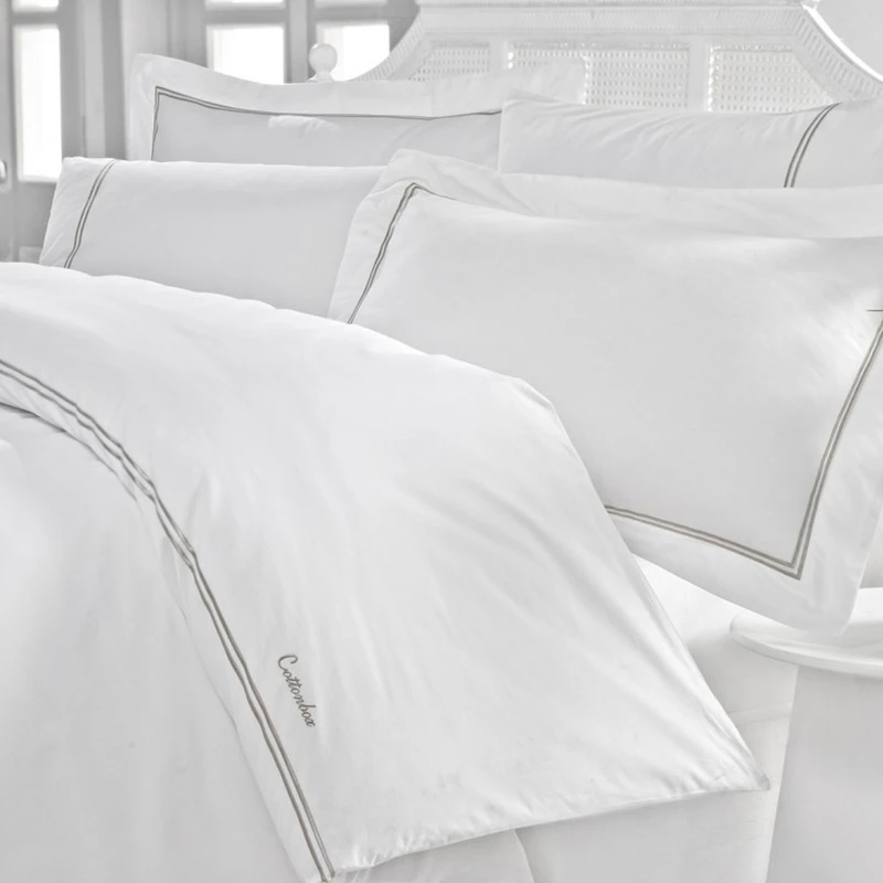 سرویس ملحفه کاتن باکس مدل Classic Mehves Beyaz دو نفره 6 تکه