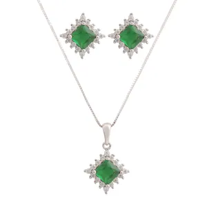 نیم ست نقره زنانه مدل لوزی کد M3035