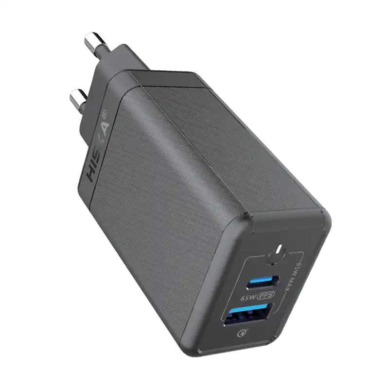 شارژر دیواری 65 وات هیسکا مدل H-126GAN به همراه کابل تبدیل USB-C