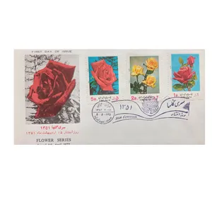 تمبر یادگاری مدل پاکت مهر روز سری گل مجموعه 3 عددی