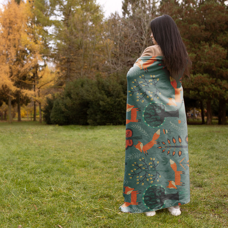 شال مبل طرح روباه بازیگوش کد Q2SH1054 سایز 98x180 سانتی متر