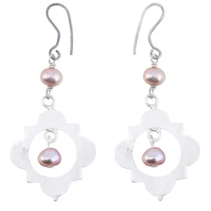 گوشواره نقره و مروارید سنگ و زر مدل sz111612